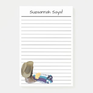 Rustic Cowboy Boots Hat Blue Purple Custom Lined Post-it Notes