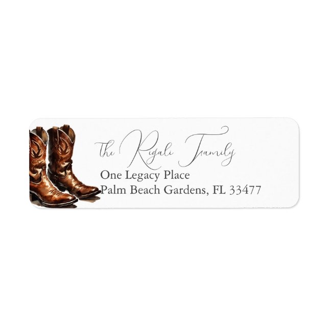 Rustic Cowboy Boots Return Address (Front)