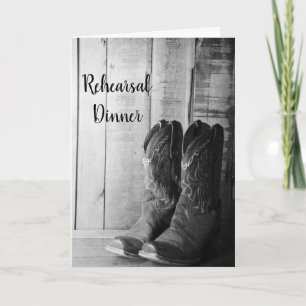 Rustic Cowboy Boots Wedding Rehearsal Dinner Invitation