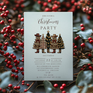 Rustic Cowboy Boots Western Christmas Invitation