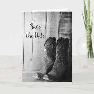 Rustic Cowboy Boots Western Wedding Save the Date Announcement
