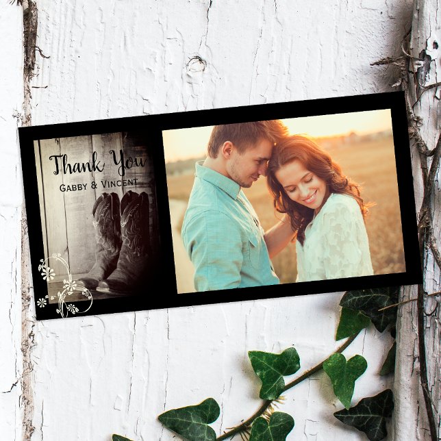 Rustic Cowboy Boots Western Wedding Thank You Card (Creator Uploaded)