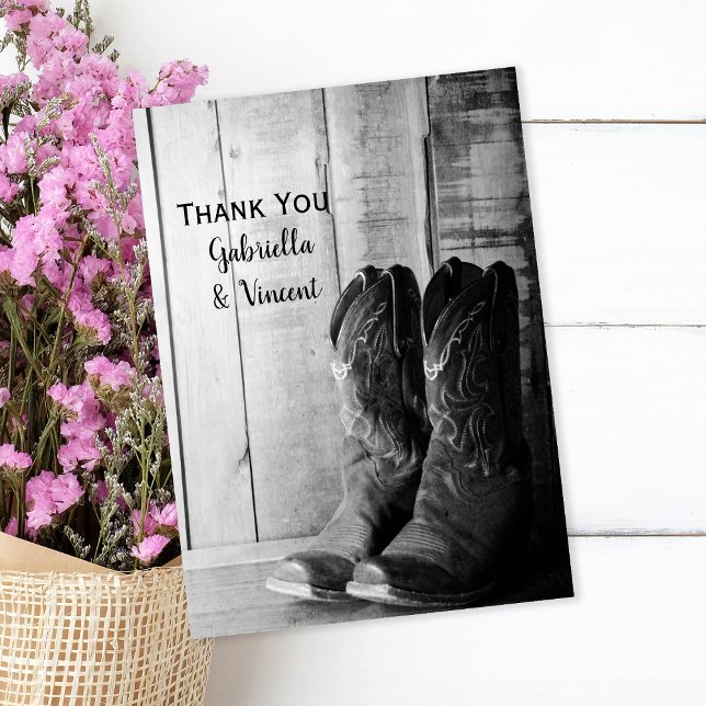 Rustic Cowboy Boots Western Wedding Thank You Note Card (Creator Uploaded)