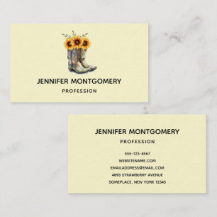 Rustic Cowboy Boots with Sunflowers Business Card