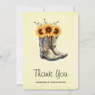 Rustic Cowboy Boots with Sunflowers Thank You