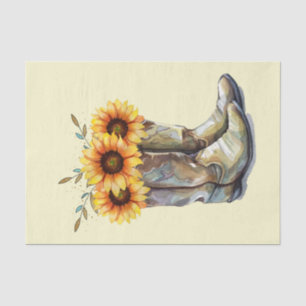 Rustic Cowboy Boots with Sunflowers Tissue Paper