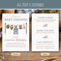 Rustic Cowboy Clothesline Baby Shower Blue