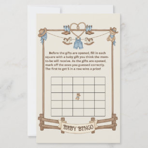 Rustic Cowboy Gift Bingo baby shower game