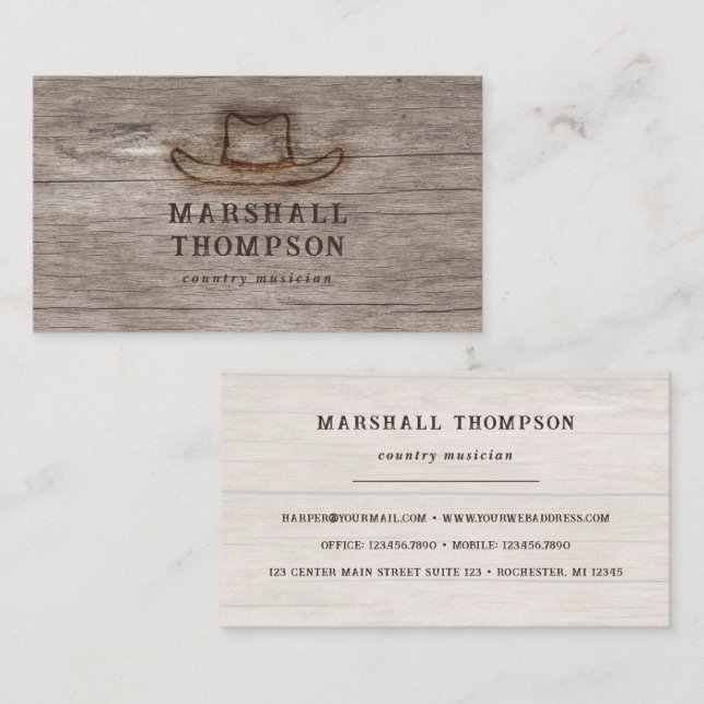 rustic cowboy hat country western business card (Front/Back)
