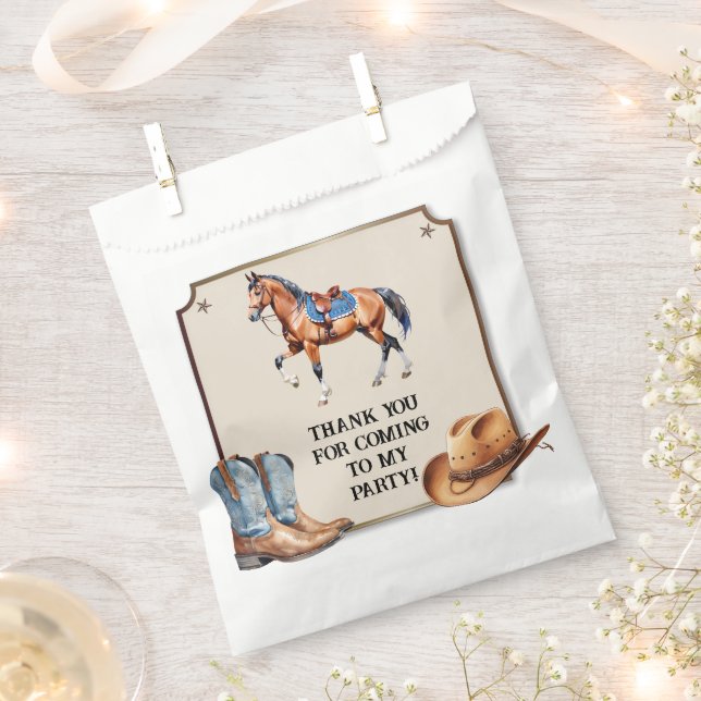 Rustic Cowboy Horseback Riding Birthday Party Favour Bags (Clipped)