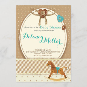 Rustic Cowboy Horsey Baby Shower Boy Invitations
