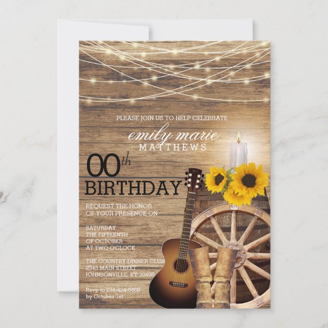 Rustic Cowboy Party - 00th Birthday Invitation (Front)