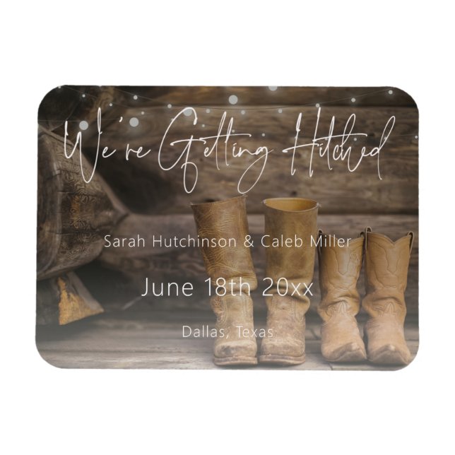 Rustic Cowboy Ranch Wedding Save the Date Magnet (Horizontal)