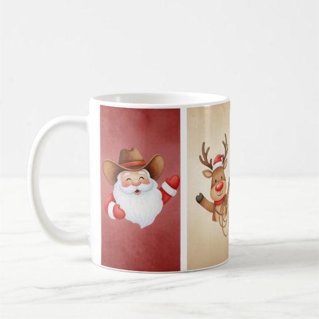 Rustic Cowboy,  Reindeer and Horse Mug (Left)