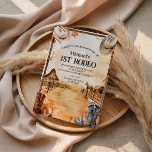 Rustic Cowboy Rodeo 1st Birthday Style Invitation