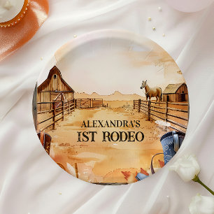 Rustic Cowboy Rodeo 1st Birthday Style Paper Plate
