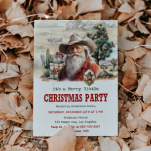 Rustic Cowboy Santa Christmas Party                Invitation