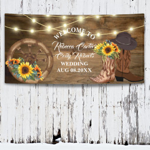 Rustic Cowboy Sunflower Western Wedding Welcome Banner