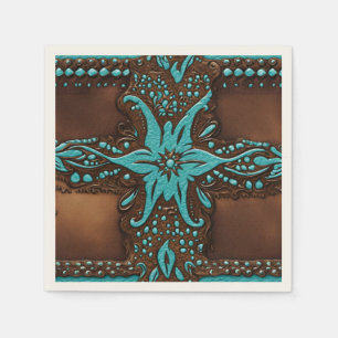 Rustic Cowboy Teal Brown Country Western Party Napkin