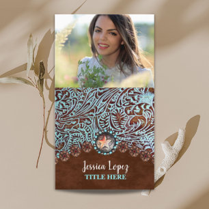 rustic cowboy trendy turquoise western country  business card