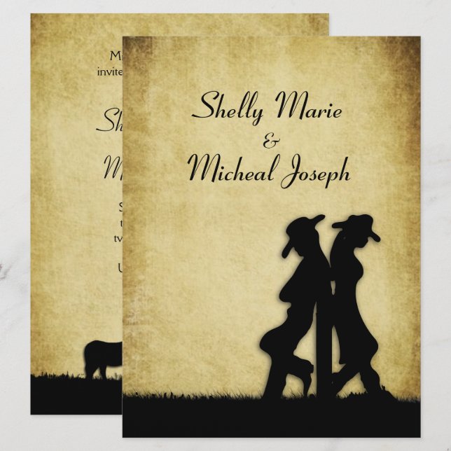 Rustic Cowboy Wedding Invitation (Front/Back)