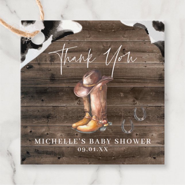 Rustic Cowboy Western | Baby Shower Favour Tag (Front)