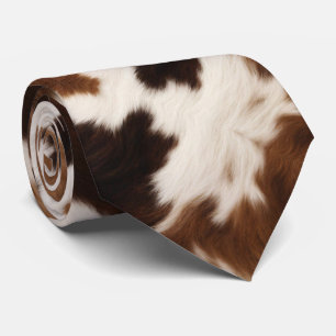 Rustic Cowboy Western Country Beige Brown Cowhide Tie