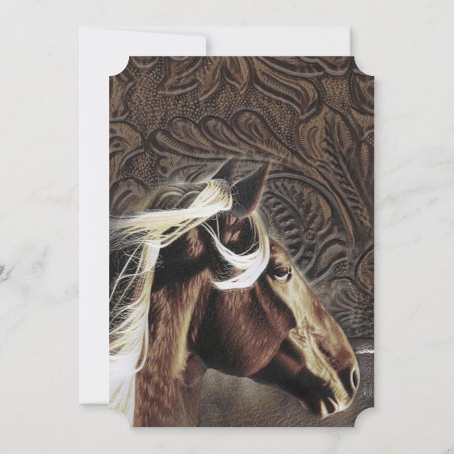 rustic cowboy western country horse wedding invitation (Back)