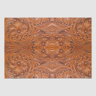 Rustic Cowboy Western Country Tooled Leather Print Tissue Paper
