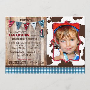Rustic Cowboy Western Theme Birthday Invitations