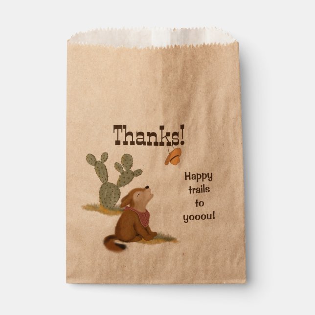 Rustic Cowboy Wild West Animal Thank You Favour Bags (Front)
