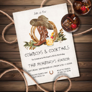 Rustic Cowboys and Cocktails Party Invitation