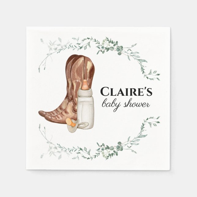 Rustic Cowgirl Baby Shower Custom Napkin (Front)