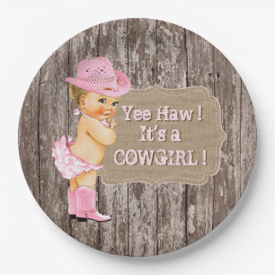 Rustic Cowgirl Baby Shower Paper Plate