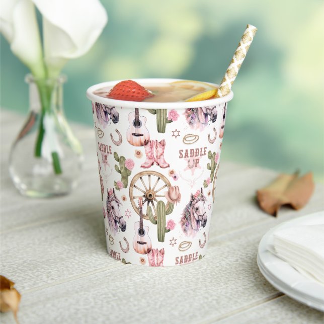 Rustic Cowgirl Baby Shower Pink Western Cup (Insitu)