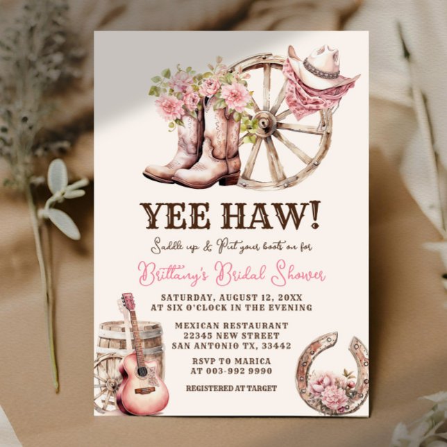 Rustic Cowgirl Boot Floral Western Bridal Shower Invitation (Creator Uploaded)