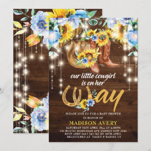Rustic Cowgirl Boots Floral Baby Shower Invitation