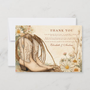 Rustic Cowgirl Boots Wildflower Wedding Thank You Card