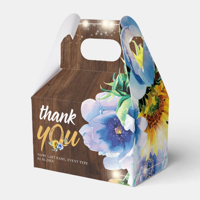 Rustic Cowgirl Floral String Lights Personalised Favour Box (Front Side)
