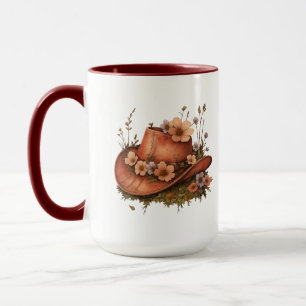 Rustic Cowgirl Hat Wildflower Western Art. Mug