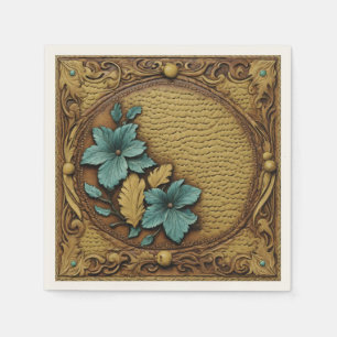 Rustic Cowgirl Teal Brown Country Western Party Napkin