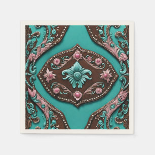Rustic Cowgirl Teal Brown Country Western Party Napkin