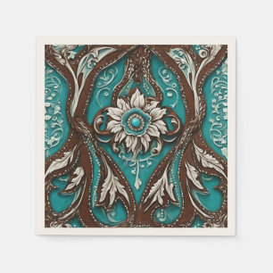 Rustic Cowgirl Teal Brown Country Western Party Napkin