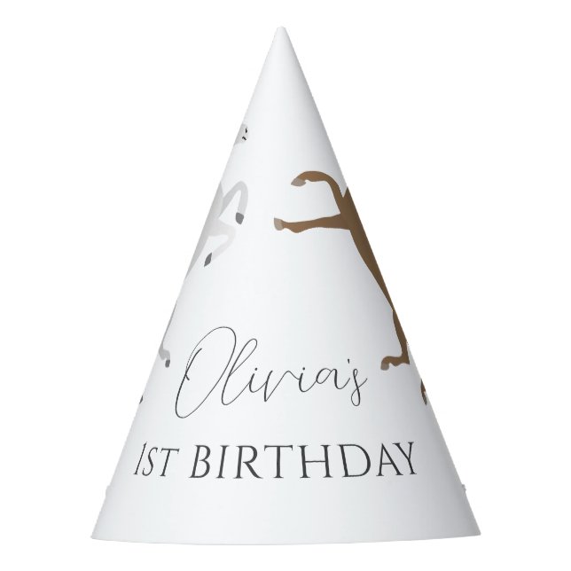 Rustic Cowgirl Western First Rodeo Birthday Party Hat (Front)