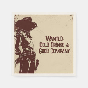Rustic Cowgirl Western Party Napkin