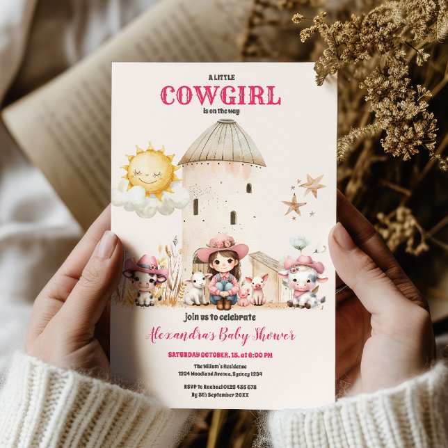 Rustic cowgirl western pink cow baby shower  invitation (Creator Uploaded)