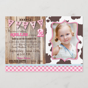 Rustic Cowgirl Western Theme Birthday Invitations