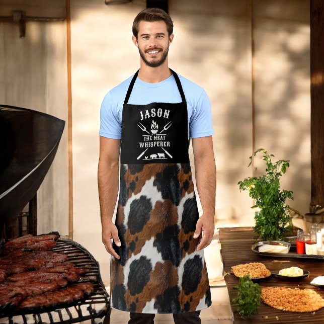 Rustic Cowhide Pattern Funny Men's Grilling Apron (Creator Uploaded)