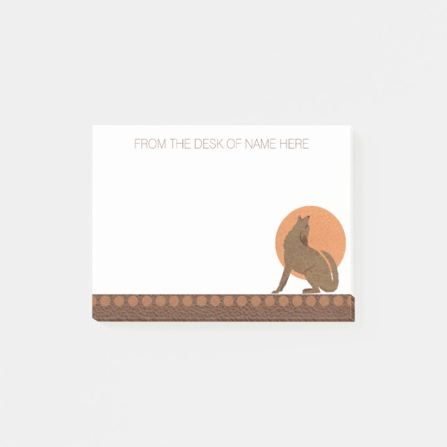 Rustic Coyote Southwest Leather Personalised Post-it Notes (Front)