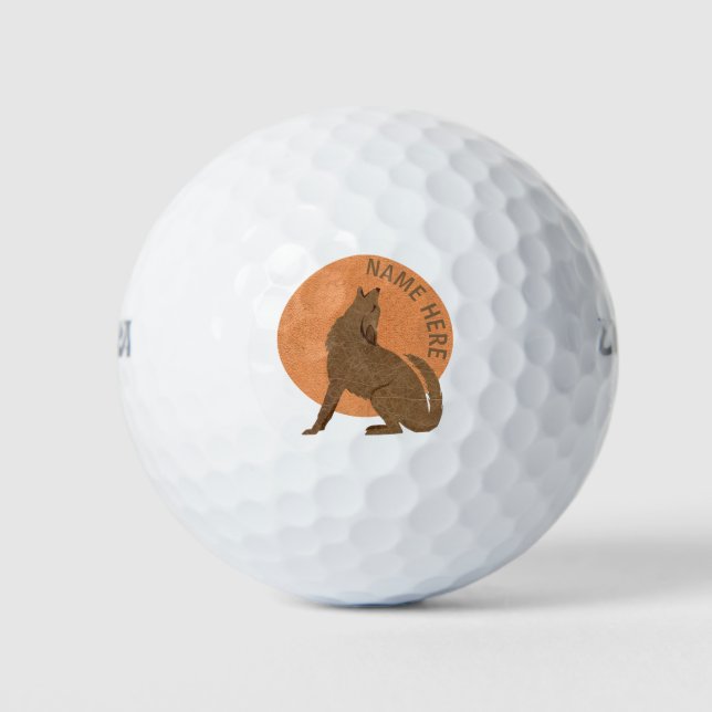 Rustic Coyote Southwest Personalised Gift Golf Balls (Front)